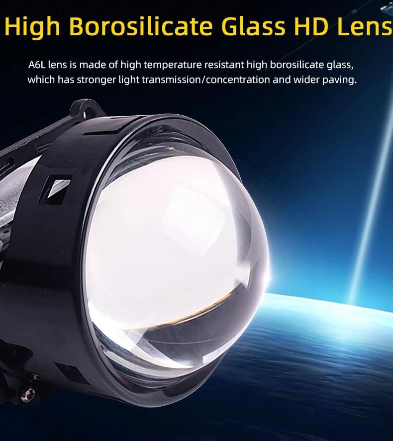 Sanvi Car A6l 74W 6000K Bi LED Projector Lens 3.0 Inch High Low Beam Auto LED Optical Lens Car Accessories Headlight Kit LED Lights for Autos