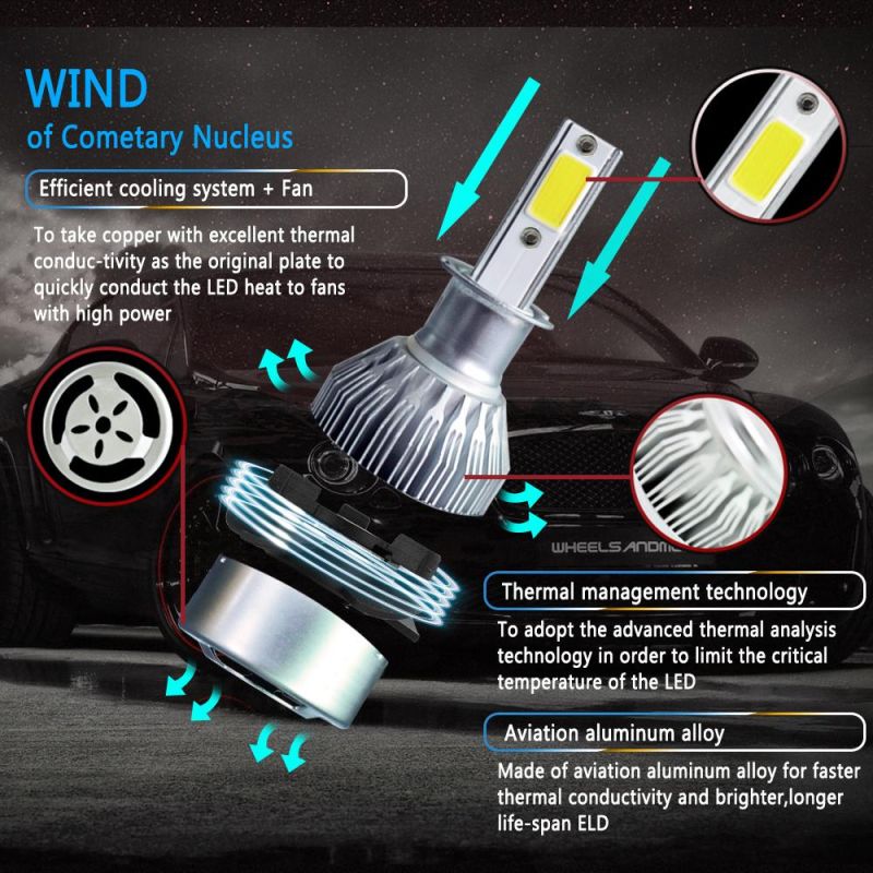Wholesale Cheap C6 Car H3 LED Headlight Kit for Auto 72W 8000lm