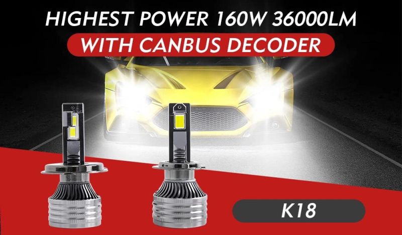 High Power High Lumen 160W 36000lm 12V 24V Car LED Bulbs Canbus Error Free Decoder LED H4 H1 H7 H11 LED Headlight