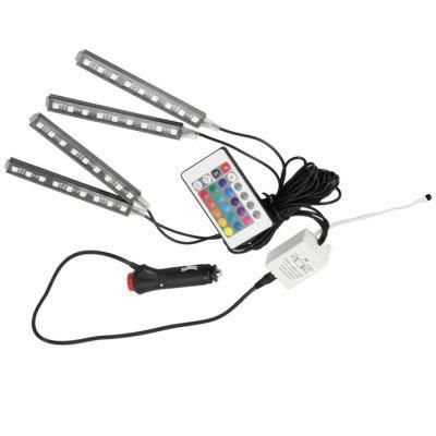 12V Auto Car LED Decoration Bulb Sigar Switch Remote Ccontrol 9SMD 5050 RGB Atmosphere Light Strips