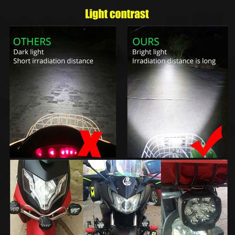 3000lm Super Bright 18SMD Chips Sport Lights Waterproof for Cars ATV Bike YAMAHA UTV Truck Boat DC9-85V, Xenon White Motorcycle Driving Light