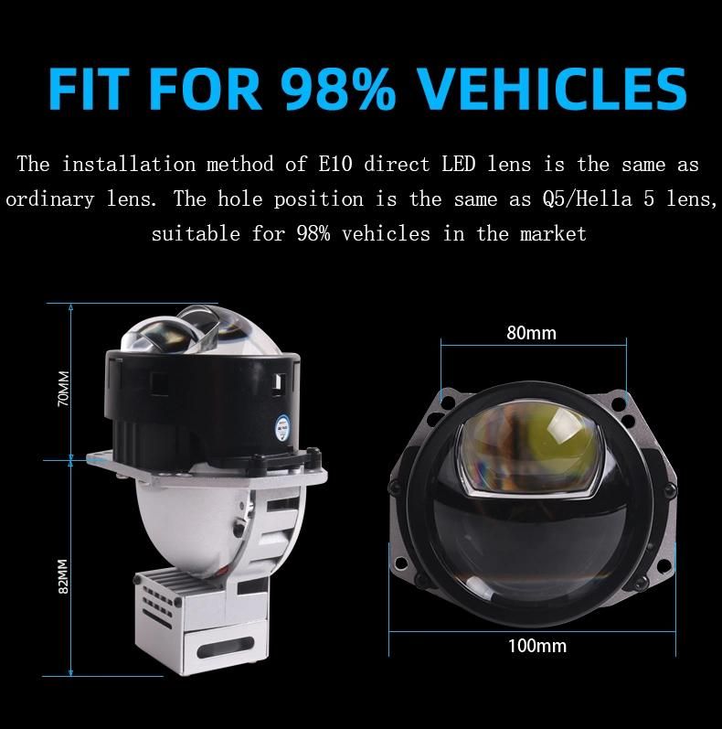 Sanvi New Arrival 3 Inch E10 Bi LED Projector Lens Car Headlight Double High Low Beam Auto Accessory Motorcycle Lighting System Super Bright Auto Headlamps